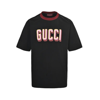 25ss collar contrasting foam printed short sleeved shirt