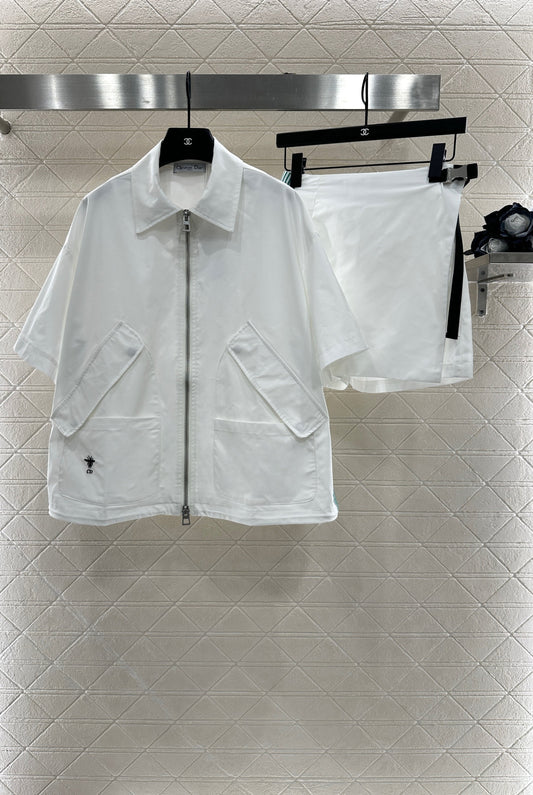 D 25 Mid-length Sleeved Jacket, Skirt, and Pants Set