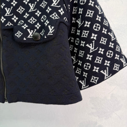 2025 Early Fall Jacquard patchwork hooded knitted short-sleeved cardigan!