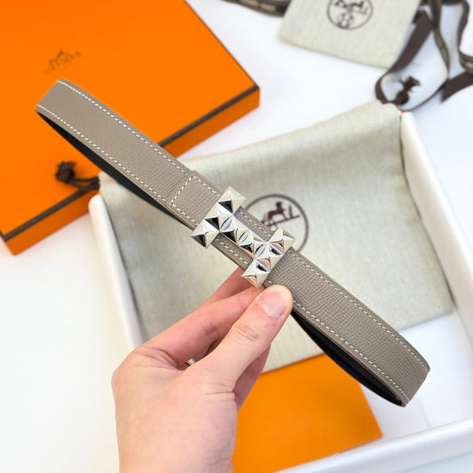 Infini Reversible Belt 24mm Gray Epsom Silver Buckle