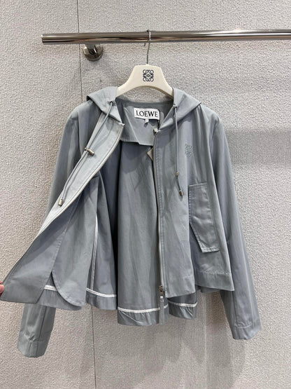 25Fw Early Fall New Hooded Drawstring Zipper Jacket + Shorts Set