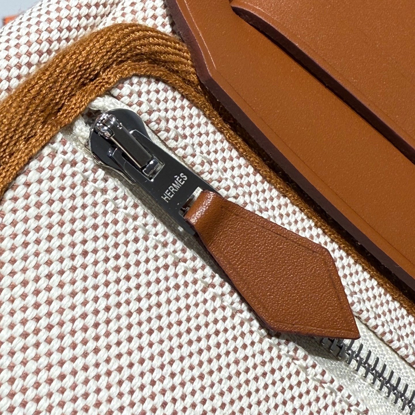 Mini Herbag Silver Buckle 20 Beige Canvas and Hunter Cowhide 243216