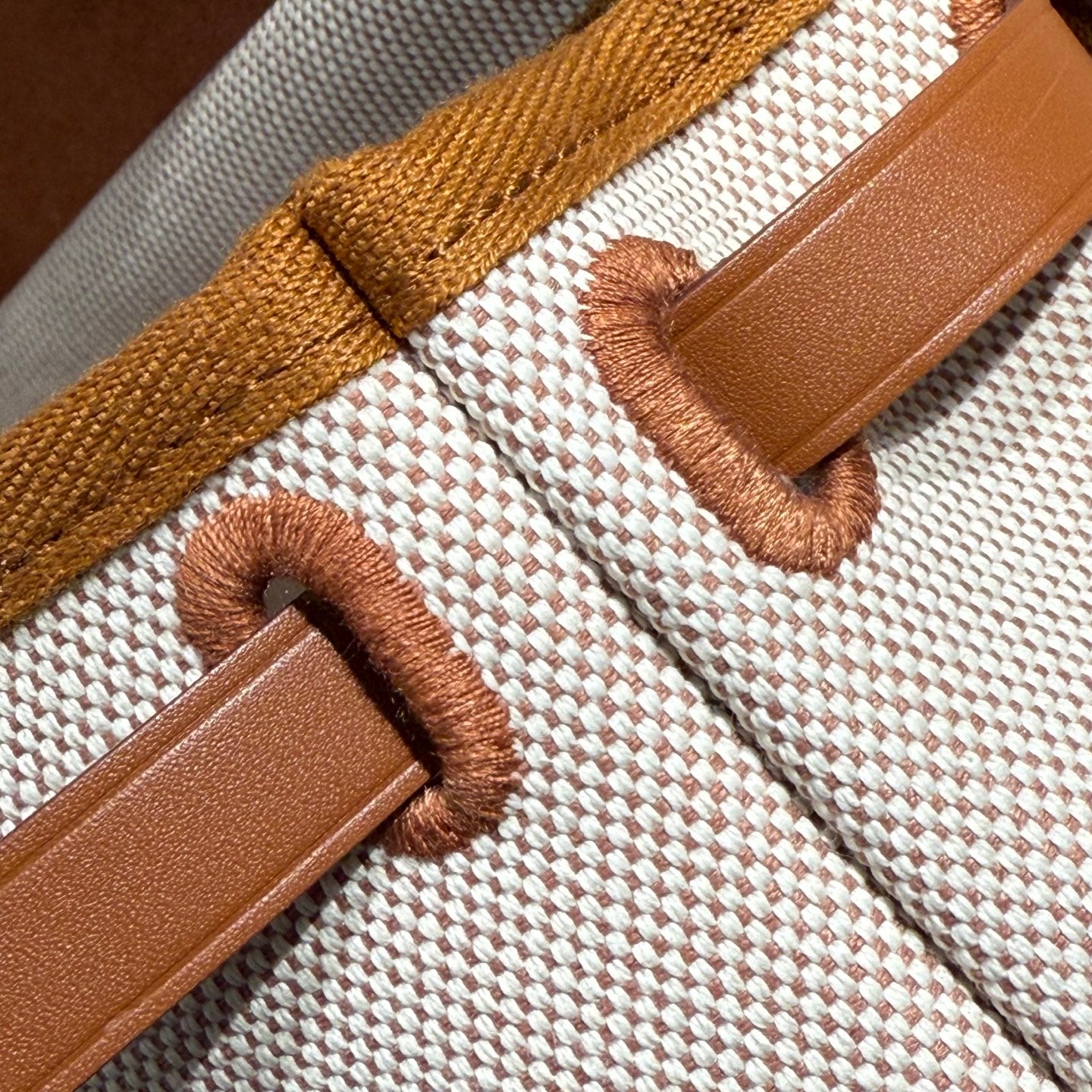 Mini Herbag Silver Buckle 20 Beige Canvas and Hunter Cowhide 243216