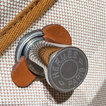 Mini Herbag Silver Buckle 20 Beige Canvas and Hunter Cowhide 243216