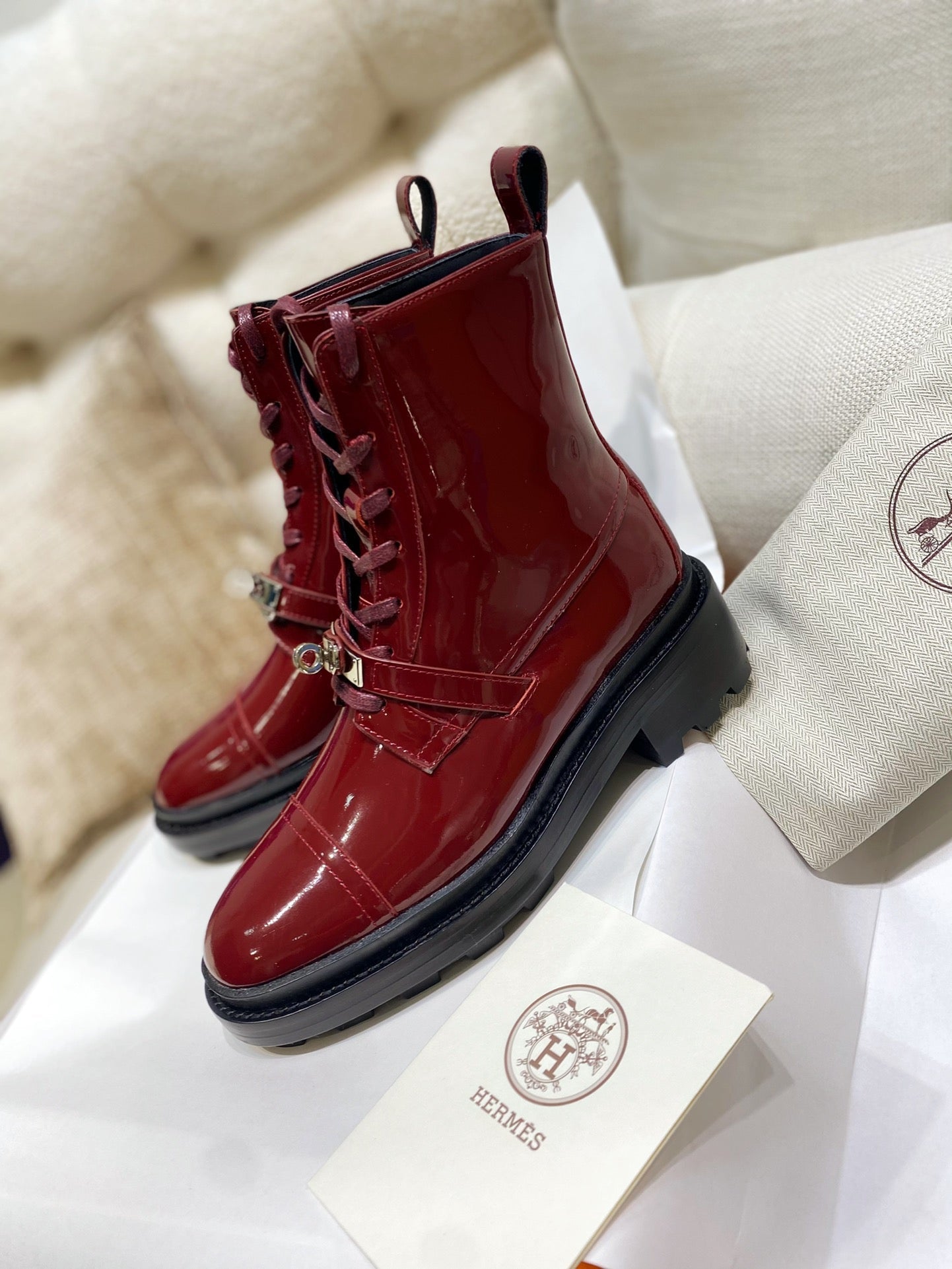 Funk Ankle Boot Red Shiny Cowhide 348024