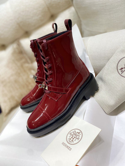 Funk Ankle Boot Red Shiny Cowhide 348024
