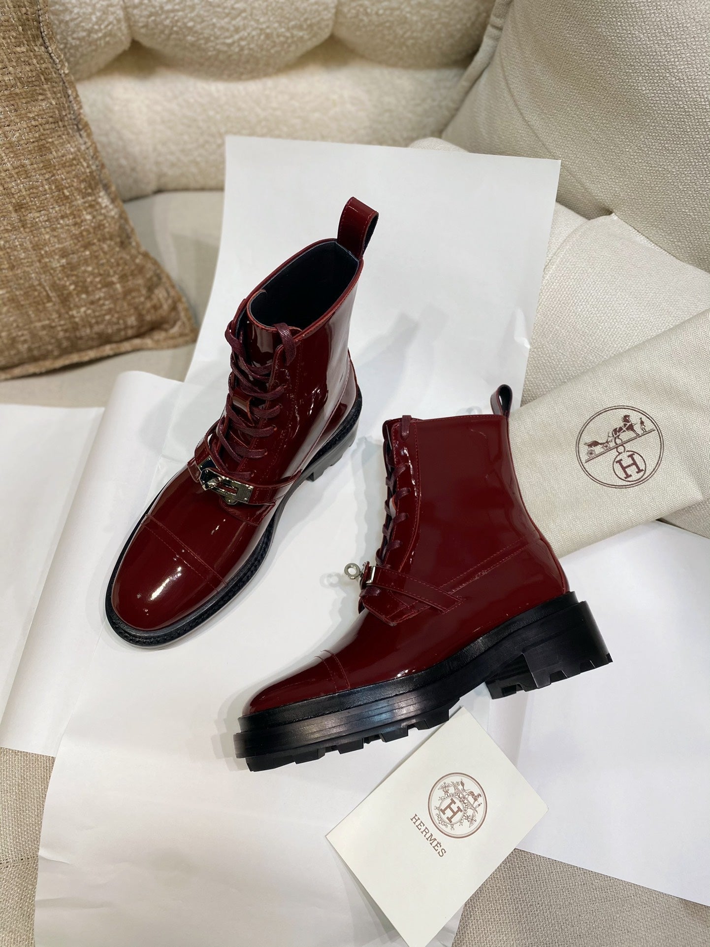 Funk Ankle Boot Red Shiny Cowhide 348024
