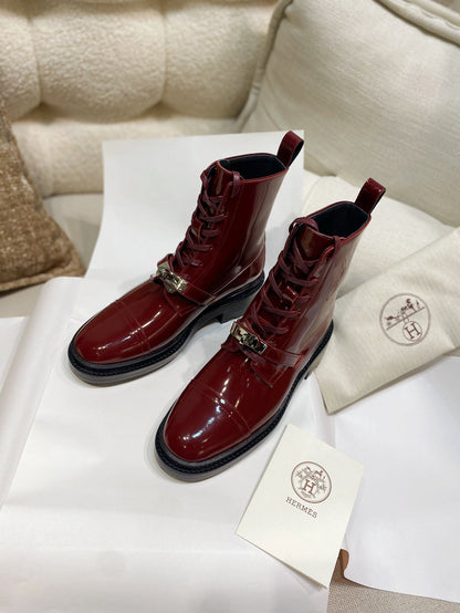 Funk Ankle Boot Red Shiny Cowhide 348024