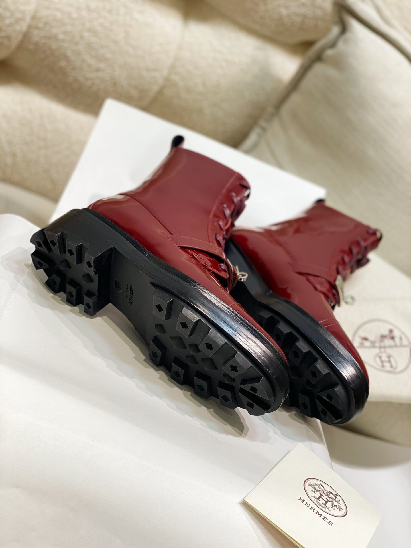 Funk Ankle Boot Red Shiny Cowhide 348024