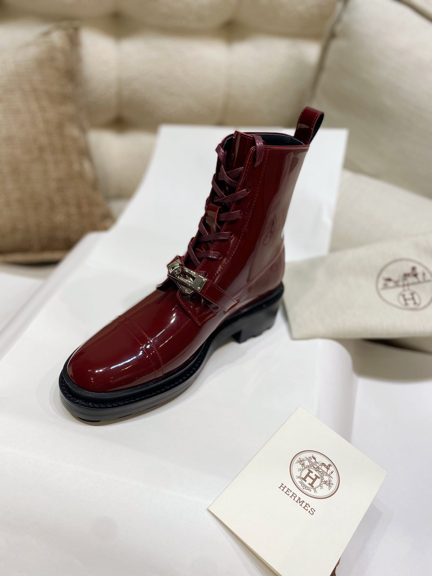 Funk Ankle Boot Red Shiny Cowhide 348024