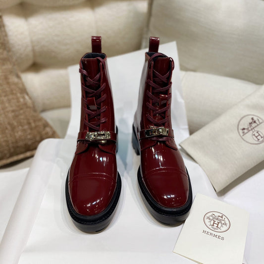 Funk Ankle Boot Red Shiny Cowhide 348024