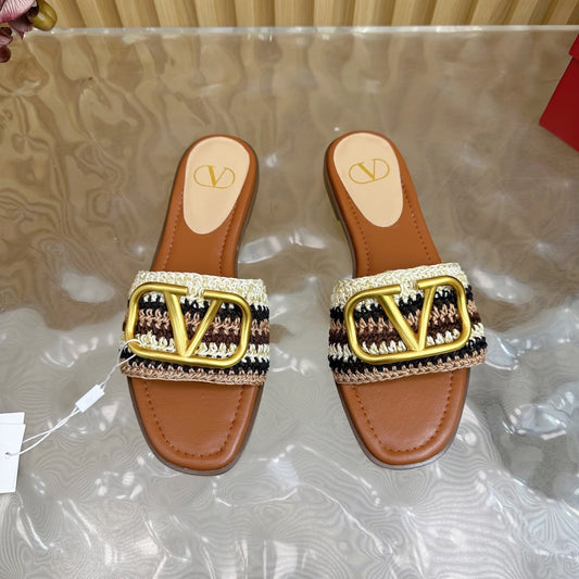 25 Bohemian Slippers Brown Knitted Sheepskin 325189