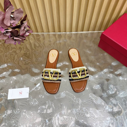 25 Bohemian Slippers Brown Knitted Sheepskin 325189