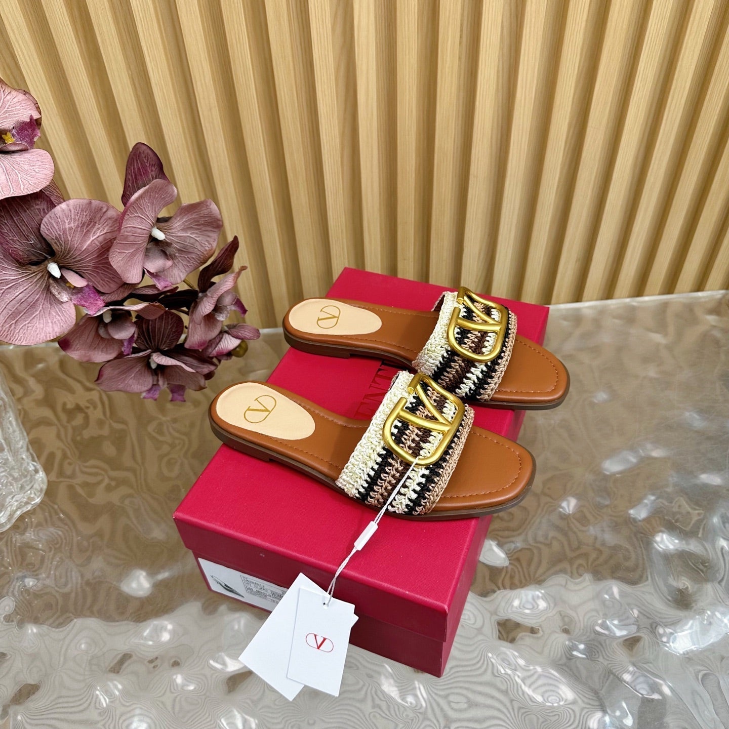 25 Bohemian Slippers Brown Knitted Sheepskin 325189