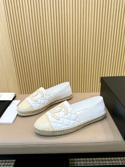 espadrilles white beige quilted caflskin