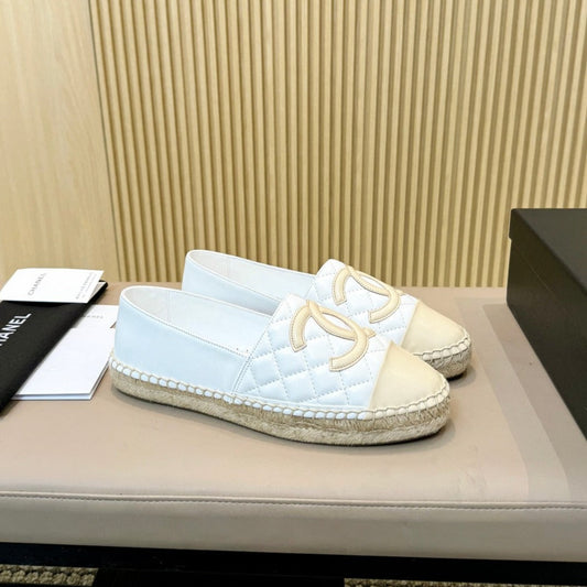 espadrilles white beige quilted caflskin