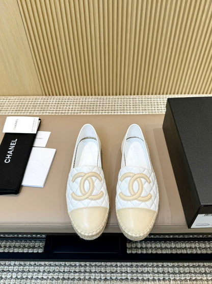 espadrilles white beige quilted caflskin