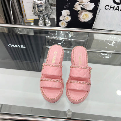 25 Slide Leather Chain 6cm Pink Lambskin 338657