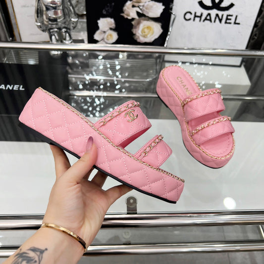 25 Slide Leather Chain 6cm Pink Lambskin 338657