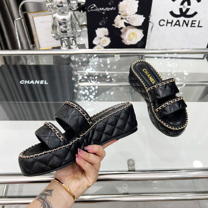 25 Slide Leather Chain 6cm Black Lambskin 338660