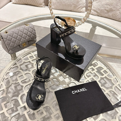 25 Sandal Platform Heels Black Lambskin 268975
