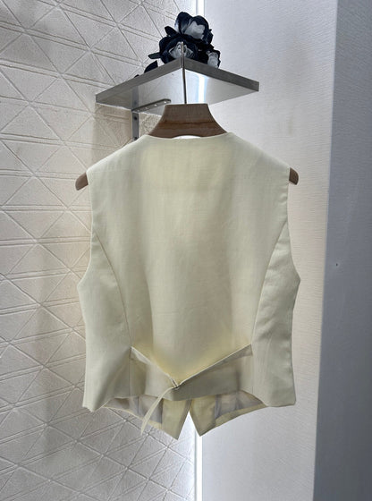 25 Silk scarf vest wide-legged pants set