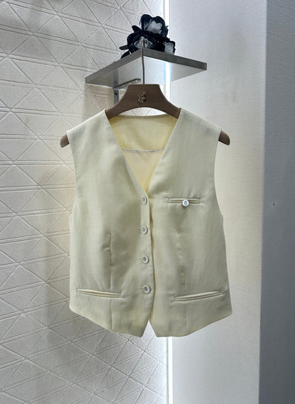 25 Silk scarf vest wide-legged pants set