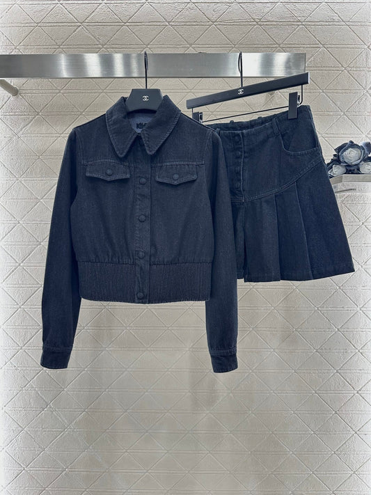 25 Retro Denim Jacket and Skirt Set