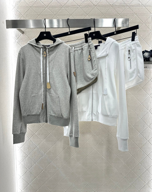 25 Hooded Drawstring Jacket and Shorts Set