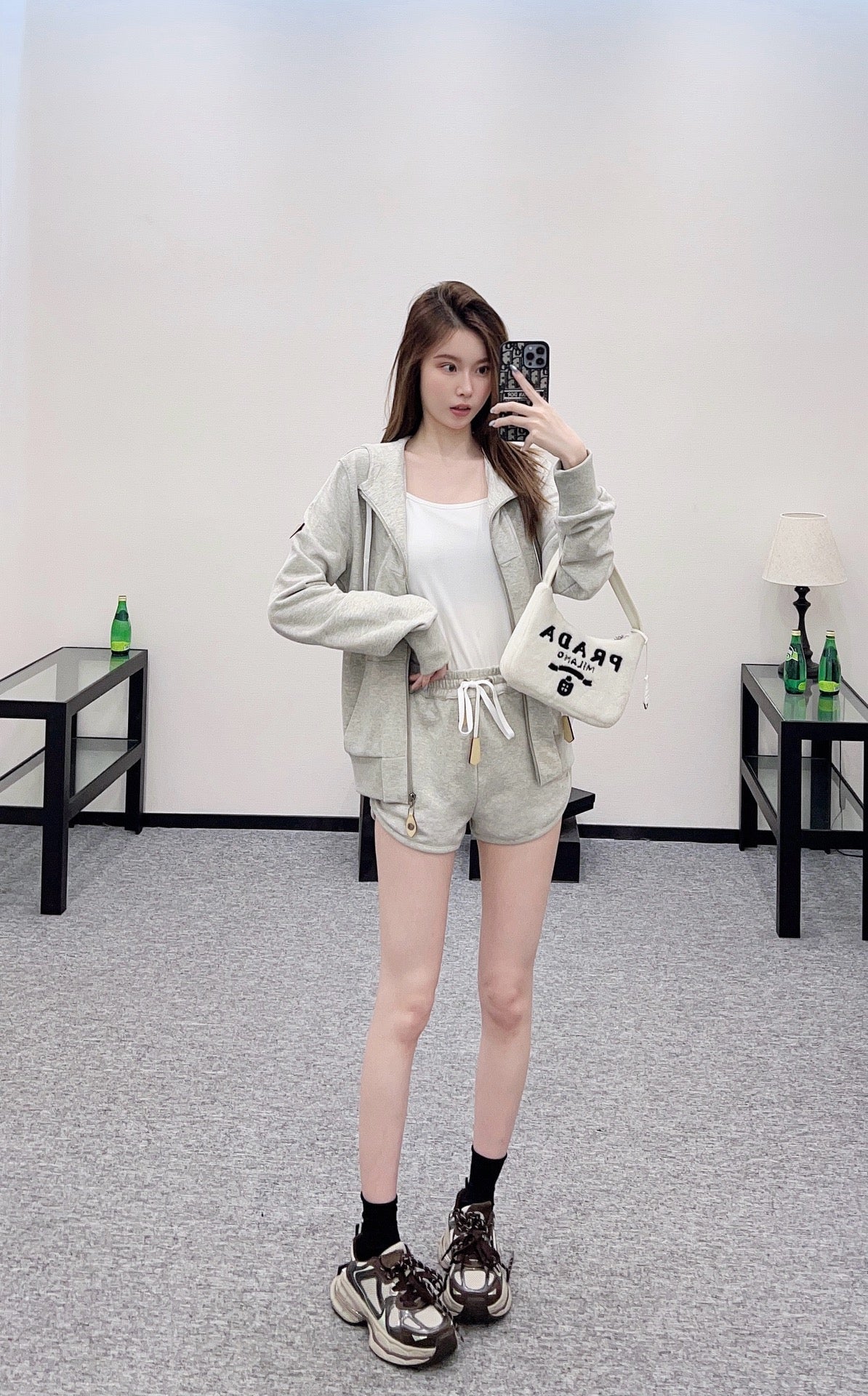 25 Hooded Drawstring Jacket and Shorts Set