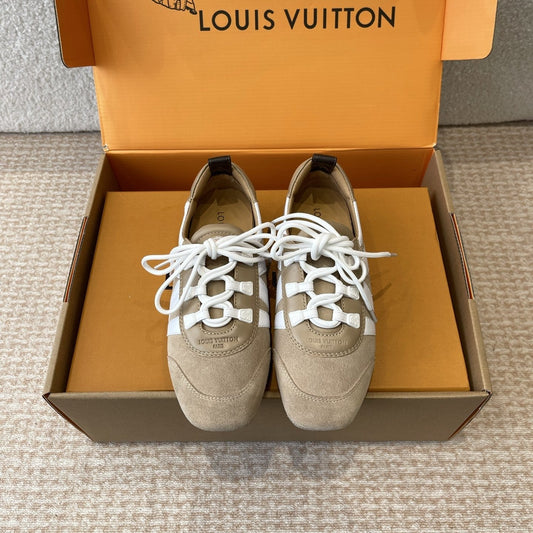 Sneakerina Light Brown White Suede Calfskin 298826