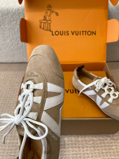 Sneakerina Light Brown White Suede Calfskin 298826
