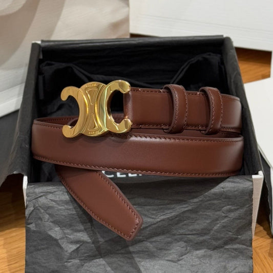 Triomphe Belt 25mm Brown Gold Calfskin 187489