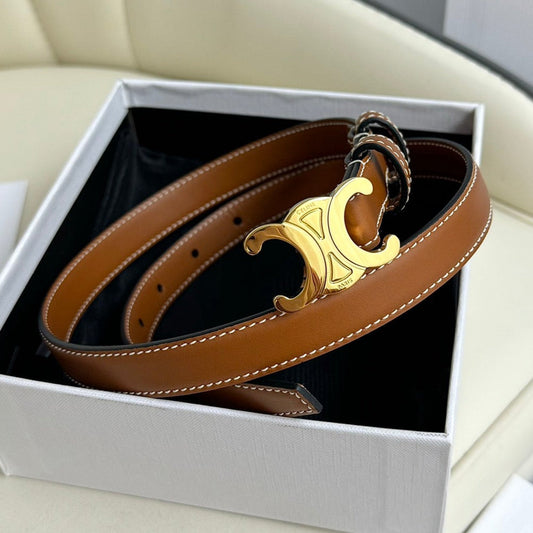 Gold Buckle 18mm Belt Brown Cowhide 179730