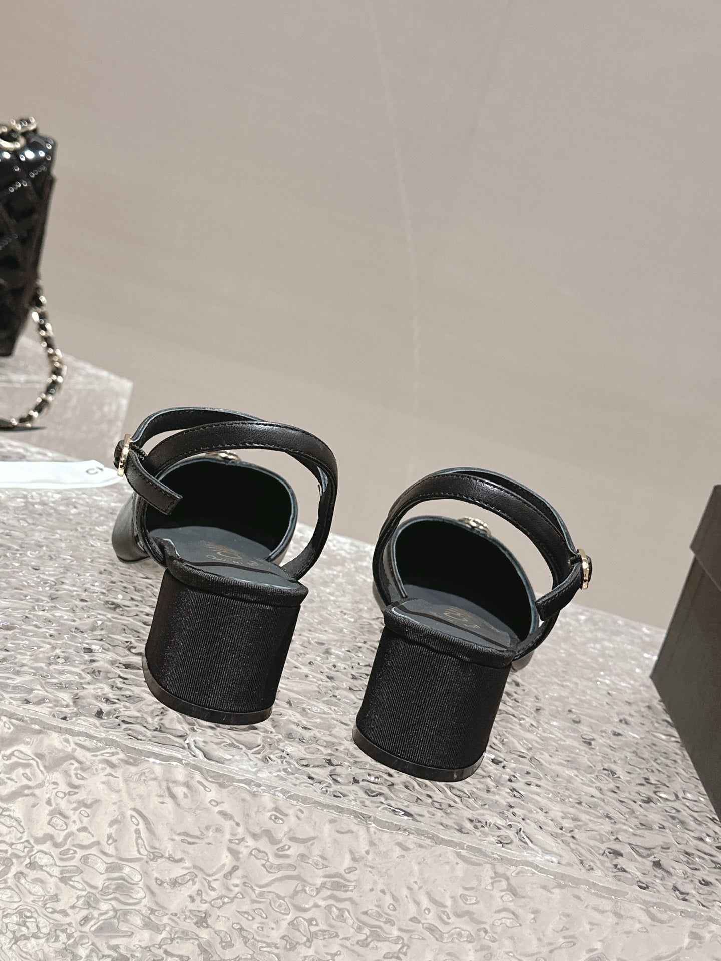 slingbacks 45 black lambskin grosgrain