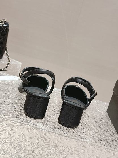 slingbacks 45 black lambskin grosgrain