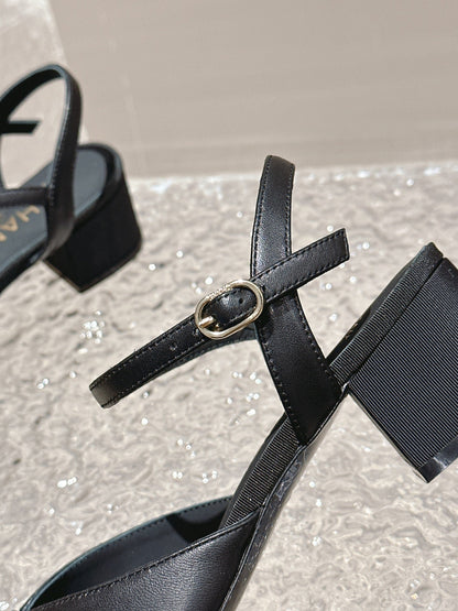 slingbacks 45 black lambskin grosgrain