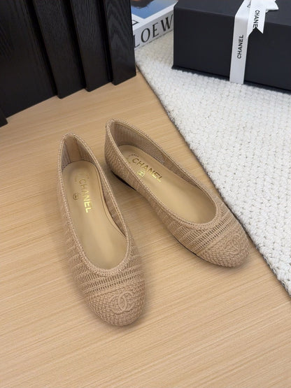 25 Ballet Flat Beige Raffia