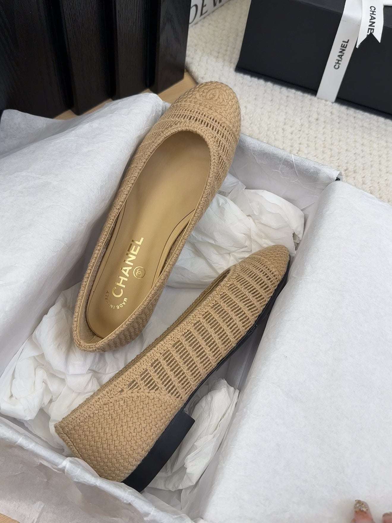 25 Ballet Flat Beige Raffia