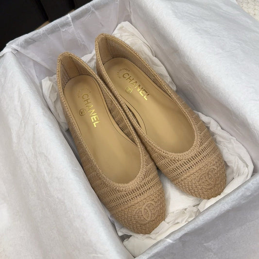 25 Ballet Flat Beige Raffia