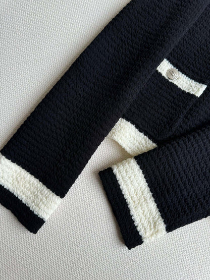 Cardigan In Black Mix White Wool
