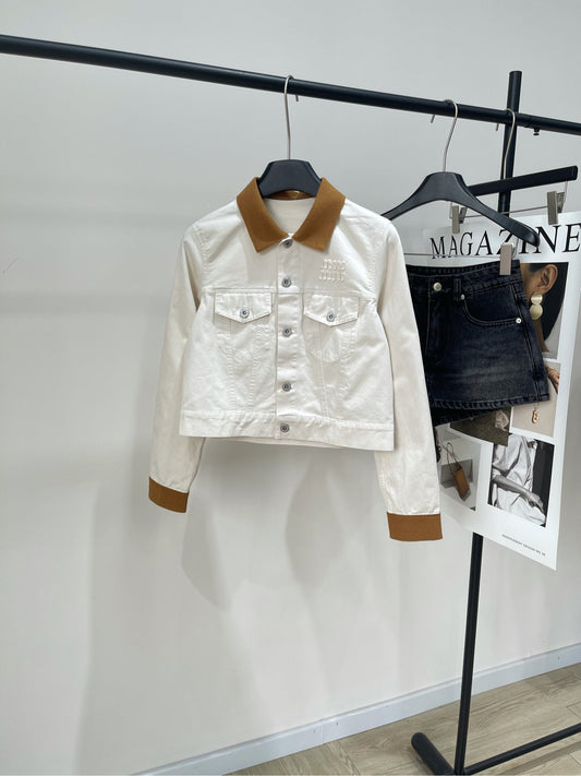 M 25 white suede velvet denim jacket