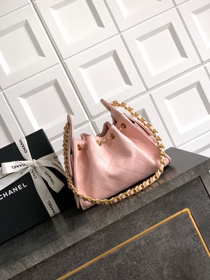 25C Hobo Bags 20cm Light Pink Grained Calfskin