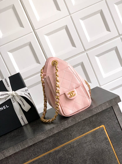 25C Hobo Bags 20cm Light Pink Grained Calfskin