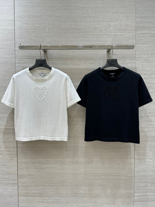 25 new products, love double C knitted short-sleeved top