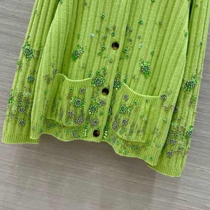 25 new autumn and winter products, heavy beaded embroidered cashmere cardigan