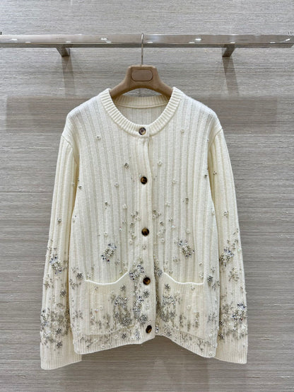 25 new autumn and winter products, heavy beaded embroidered cashmere cardigan