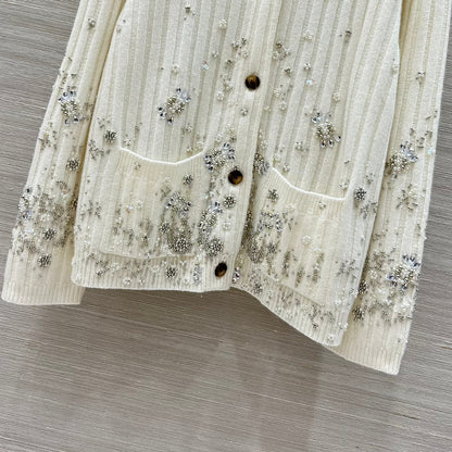 25 new autumn and winter products, heavy beaded embroidered cashmere cardigan