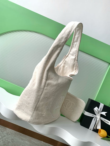 25A Beach Bag 38cm Cream Cotton