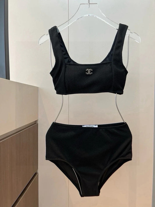 BIKINI SWIMSUIT SET IN BLACK ATTACHED WITH LOGO 629243
